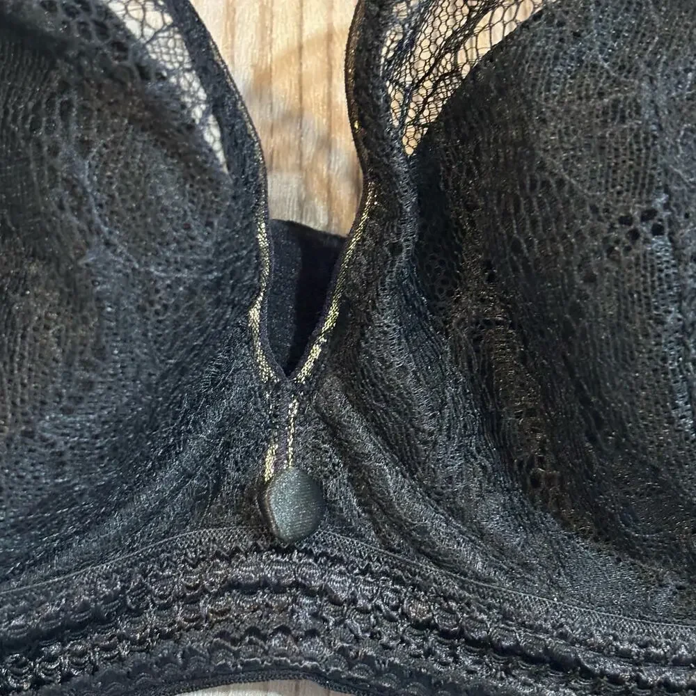 Simone Perele Black Floral Lace Bra - size 30A